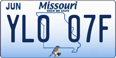 MO license plate YL0O7F