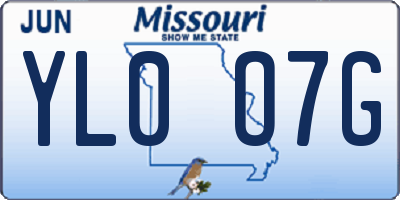 MO license plate YL0O7G