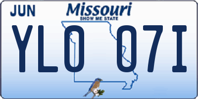 MO license plate YL0O7I