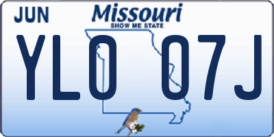 MO license plate YL0O7J