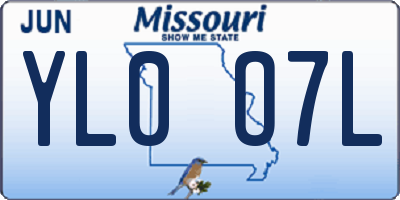 MO license plate YL0O7L