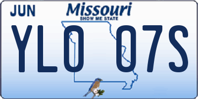 MO license plate YL0O7S