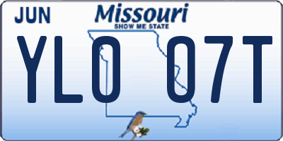 MO license plate YL0O7T