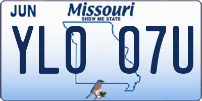 MO license plate YL0O7U