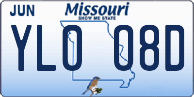 MO license plate YL0O8D