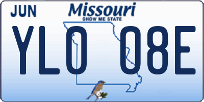 MO license plate YL0O8E