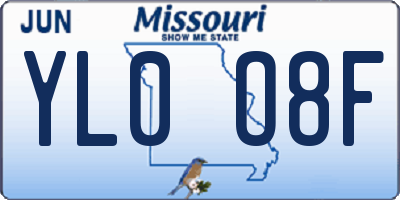 MO license plate YL0O8F