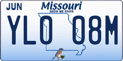 MO license plate YL0O8M