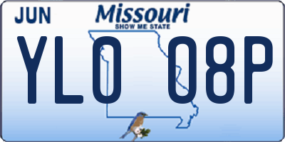 MO license plate YL0O8P