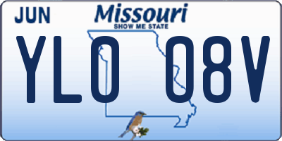 MO license plate YL0O8V