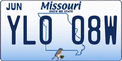 MO license plate YL0O8W
