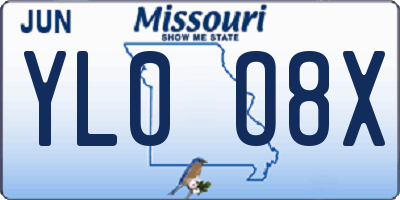 MO license plate YL0O8X