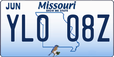 MO license plate YL0O8Z
