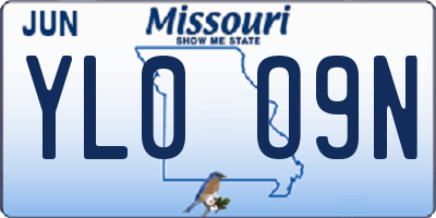 MO license plate YL0O9N