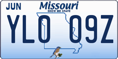 MO license plate YL0O9Z