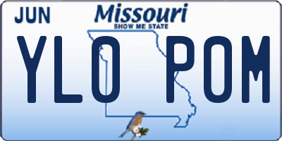 MO license plate YL0P0M