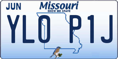 MO license plate YL0P1J