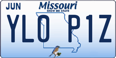 MO license plate YL0P1Z