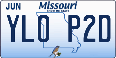 MO license plate YL0P2D