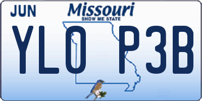 MO license plate YL0P3B
