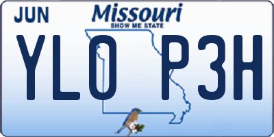 MO license plate YL0P3H