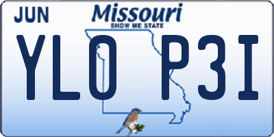 MO license plate YL0P3I