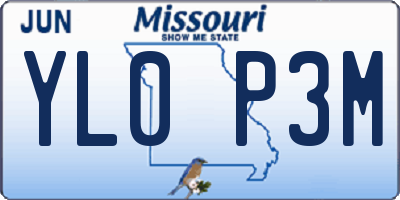 MO license plate YL0P3M