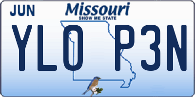MO license plate YL0P3N