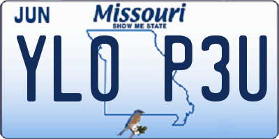 MO license plate YL0P3U