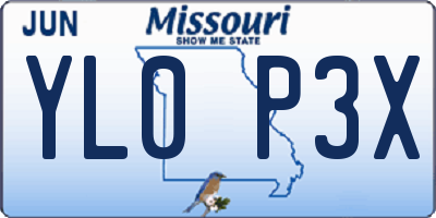 MO license plate YL0P3X