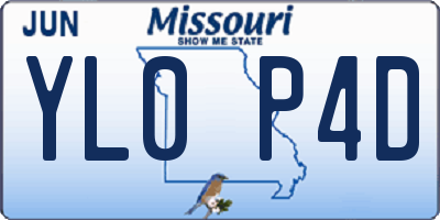 MO license plate YL0P4D