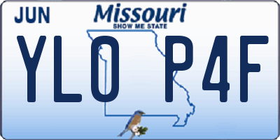 MO license plate YL0P4F