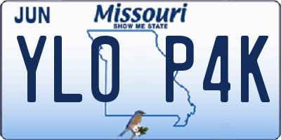 MO license plate YL0P4K