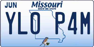 MO license plate YL0P4M