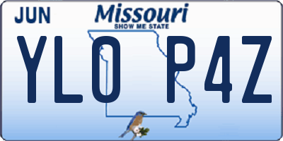 MO license plate YL0P4Z
