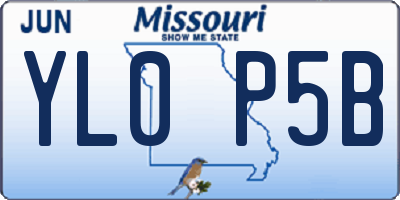 MO license plate YL0P5B