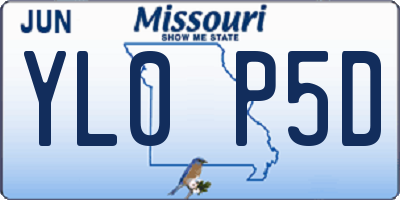 MO license plate YL0P5D