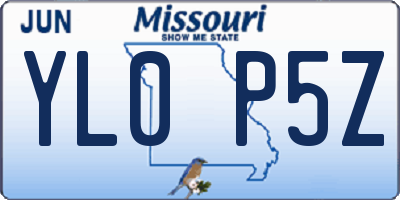 MO license plate YL0P5Z