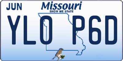 MO license plate YL0P6D