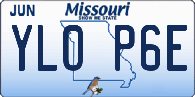 MO license plate YL0P6E