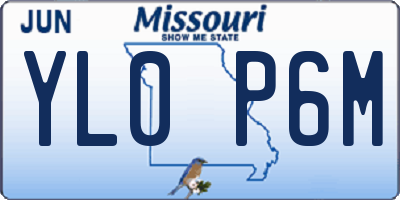 MO license plate YL0P6M