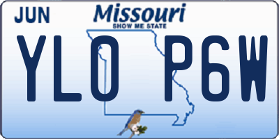 MO license plate YL0P6W