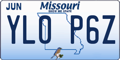 MO license plate YL0P6Z