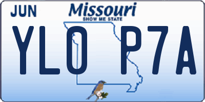 MO license plate YL0P7A