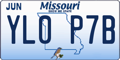 MO license plate YL0P7B