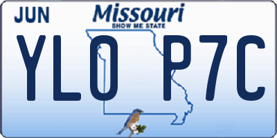 MO license plate YL0P7C