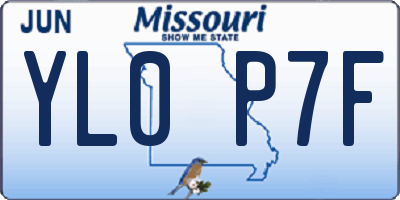 MO license plate YL0P7F