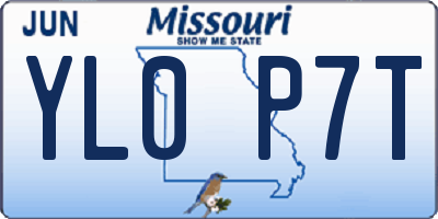 MO license plate YL0P7T