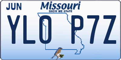 MO license plate YL0P7Z