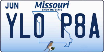 MO license plate YL0P8A